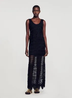ROBE LONGUE COL V EN MAILLE CROCHET - SANDRO pour FEMME | Printemps