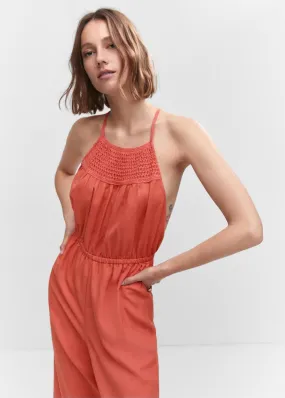 Robes Et Combinaisons | Femme MANGO Combinaison Empiècement Crochet Orange Brûlé