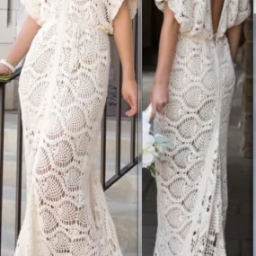 Sur commande.chic robe de mariage longue  ,coton au crochet fait main,pour femme,fille